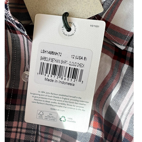 Barbour Bethwin Button Down Plaid Shirt in Cloud Check - Picture 12 of 14